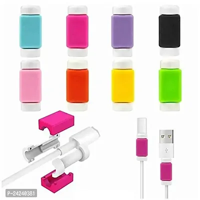 Brain Freezer Data Cable Protector Cover for USB Charger Cable Cord (Multicolour) - Pack of 10-thumb0