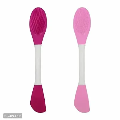 Brain Freezer Pack Of 2 Face Scrubber Multipurpose, 2 in 1 Facial Cleansing Brush, Handheld Face Wash Brush for Pore Cleansing, Gentle Exfoliating, Removing Blackhead Brush Multi-colour-thumb0