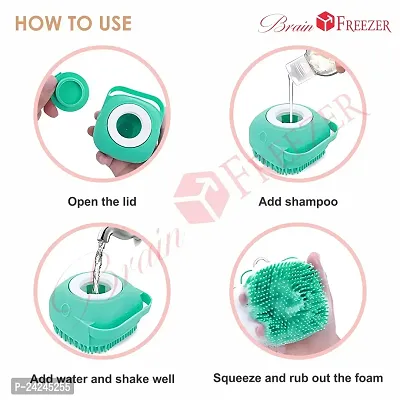 Brain Freezer Silicon Square Massage For Cleaning Body Scrubber Shampoo Dispenser Bathing Tool | Brushes, Men  Women Pink-thumb5