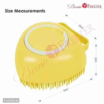 Brain Freezer Silicon Oval Massage For Cleaning Body Scrubber Shampoo Dispenser Bathing Tool | Brushes, Men  Women Yellow-thumb2