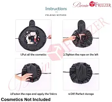 Brain Freezer Lazy Multifunction Storage Portable Cosmetic Round Toiletry Bags (Plain Dark Blue)-thumb3