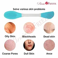 Brain Freezer Pack Of 2 Face Scrubber Multipurpose, 2 in 1 Facial Cleansing Brush, Handheld Face Wash Brush for Pore Cleansing, Gentle Exfoliating, Removing Blackhead Brush Multi-colour-thumb4