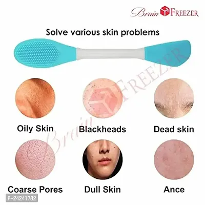 Brain Freezer Pack Of 2 Face Scrubber Multipurpose, 2 in 1 Facial Cleansing Brush, Handheld Face Wash Brush for Pore Cleansing, Gentle Exfoliating, Removing Blackhead Brush Multi-colour-thumb5