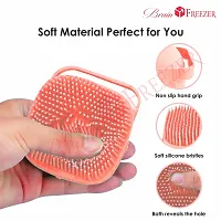 Brain Freezer Silicon Square Massage For Cleaning Body Scrubber Shampoo Dispenser Bathing Tool | Brushes, Men  Women Pink-thumb2