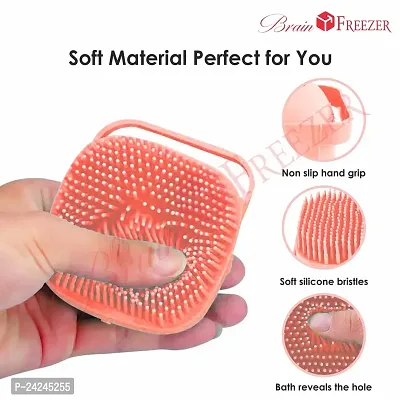 Brain Freezer Silicon Square Massage For Cleaning Body Scrubber Shampoo Dispenser Bathing Tool | Brushes, Men  Women Pink-thumb3