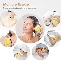 Brain Freezer Silicon Pack Of 3 Oval Massage For Cleaning Body Scrubber Shampoo Dispenser Bathing Tool | Brushes, Men  Women (Mix Colour, Multi Design 3pcs)-thumb3