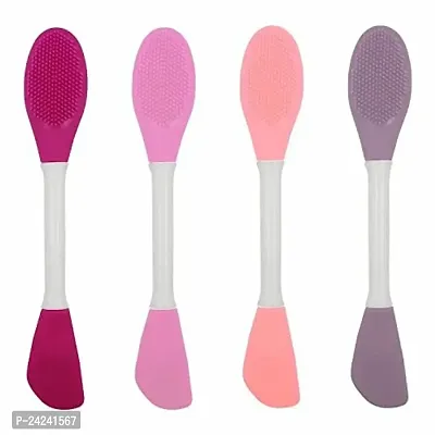 Brain Freezer Pack Of 4 Face Scrubber Multipurpose, 2 in 1 Facial Cleansing Brush, Handheld Face Wash Brush for Pore Cleansing, Gentle Exfoliating, Removing Blackhead Brush Multi-colour-thumb0