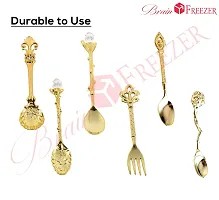 6Pcs Vintage Style Spoon  Forks Coffee Dessert Cutlery Spoons Set (Gold)-thumb1
