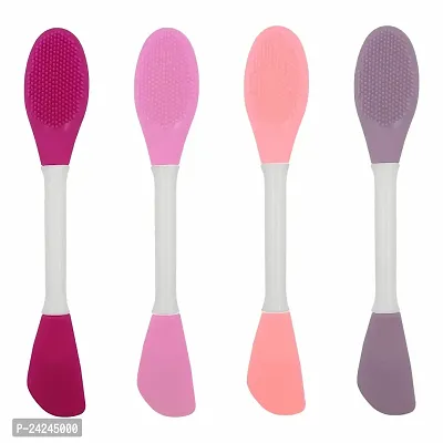 Brain Freezer Silicone Facial Face Scrubber Multipurpose, 2 in 1 for Pore Cleansing, Gentle Exfoliating, Removing Blackhead Brush (Pack Of 4) Brush Multi-colour-thumb0