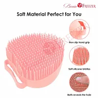 Brain Freezer Silicon Pack Of 3 Oval Massage For Cleaning Body Scrubber Shampoo Dispenser Bathing Tool | Brushes, Men  Women (Mix Colour, Multi Design 3pcs)-thumb2