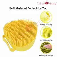 Brain Freezer Silicon Oval Massage For Cleaning Body Scrubber Shampoo Dispenser Bathing Tool | Brushes, Men  Women Yellow-thumb2