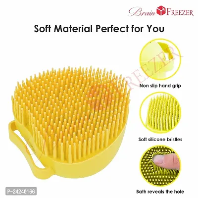 Brain Freezer Silicon Oval Massage For Cleaning Body Scrubber Shampoo Dispenser Bathing Tool | Brushes, Men  Women Yellow-thumb3