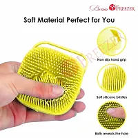 Brain Freezer Silicon Square Massage For Cleaning Body Scrubber Shampoo Dispenser Bathing Tool | Brushes, Men  Women Yellow-thumb2