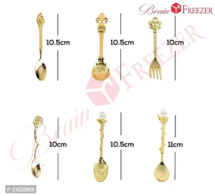 6Pcs Vintage Style Spoon  Forks Coffee Dessert Cutlery Spoons Set (Gold)-thumb5