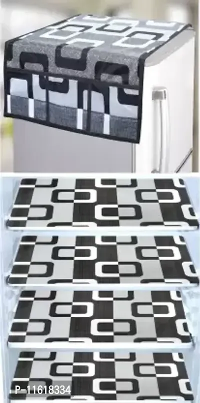 Designer Black PVC Printed Fridge Mat