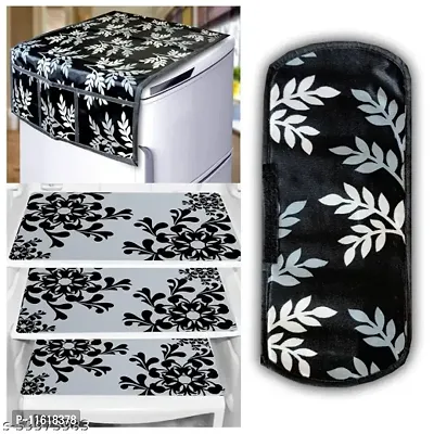 Designer Black PVC Printed Fridge Mat