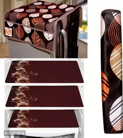 Designer Brown PVC Printed Fridge Mat