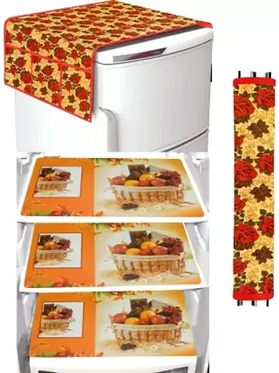 Fridge Top Cover, Handle Cover and Mats Combo