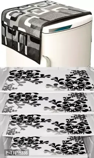 Designer Black PVC Printed Fridge Mat