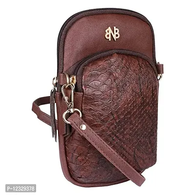 Stylish Brown Artificial Leather Self Pattern Sling Bags For Women-thumb0