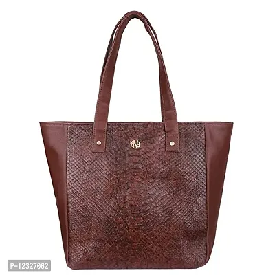 Stylish Brown Artificial Leather Self Pattern Handbags For Women