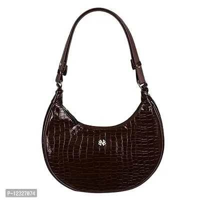 Stylish Brown Artificial Leather Self Pattern Handbags For Women