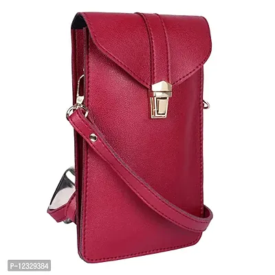 Stylish Red PU Solid Sling Bags For Women