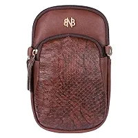 Stylish Brown Artificial Leather Self Pattern Sling Bags For Women-thumb1