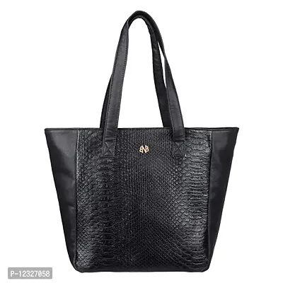 Stylish Black Artificial Leather Self Pattern Handbags For Women-thumb0