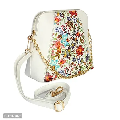 Stylish White Artificial Leather Printed Handbags For Women