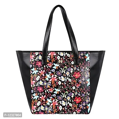 Stylish Black Artificial Leather Printed Handbags For Women