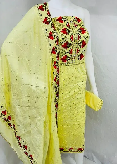 Exclusive Muslin Embroidered Unstitched Dress Material Suit Dupatta For Women