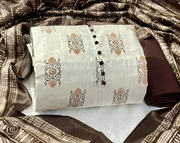 Fancy Cotton Unstitched Dress Material with Dupatta
