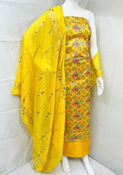 Stylish Chanderi Silk Printed Unstitched Suit