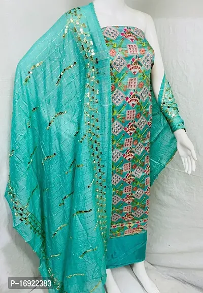 Fancy Chanderi Silk Unstitched Dress Material For Women