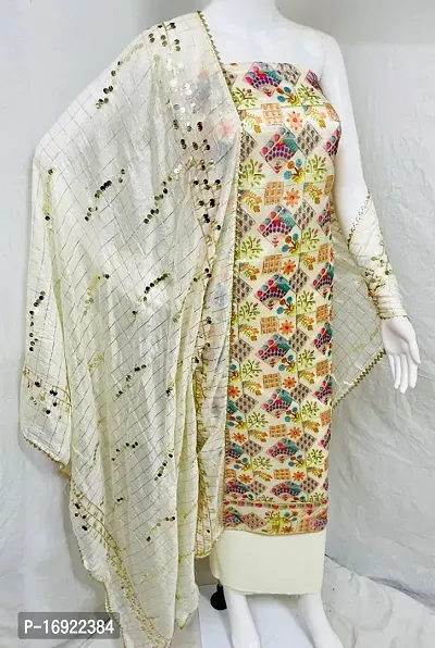 Fancy Chanderi Silk Unstitched Dress Material For Women