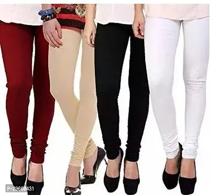 Fabulous Multicoloured Cotton Solid Leggings For Women Pack Of 4-thumb0