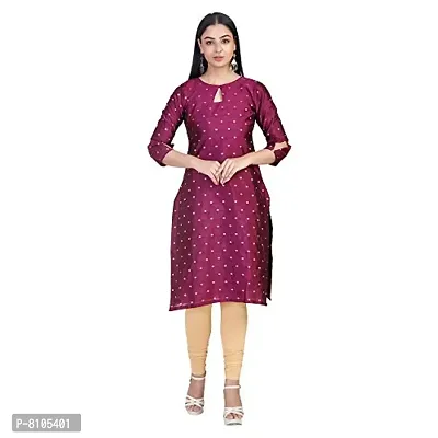 kbee Women Silk Traditional Kurti with Golden and Silver Booti