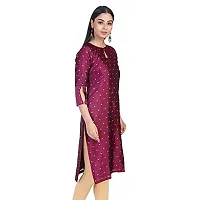 kbee Women Silk Traditional Kurti with Golden and Silver Booti-thumb1