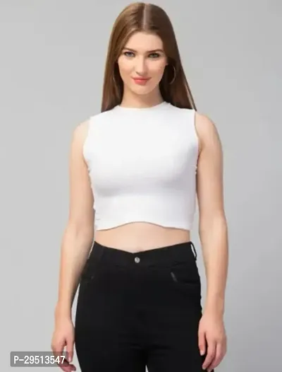 Casual Sleeveless Solid Women White Top