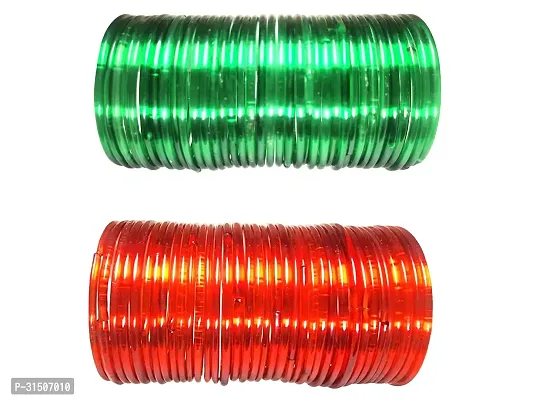 SVB Glass Green  Red Plain Bangles