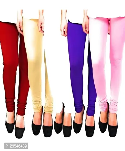 Fabulous Multicoloured Cotton Blend leggings For Women Pack Of 5