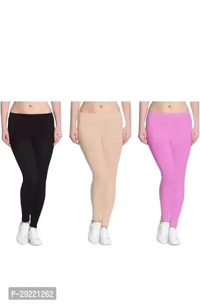 Fabulous Multicoloured Viscose Leggings For Women Pack Of 3-thumb0