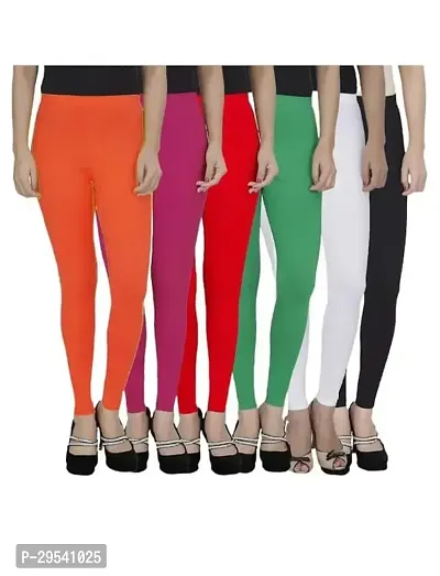 Fabulous Multicoloured Cotton Blend leggings For Women Pack Of 6-thumb0