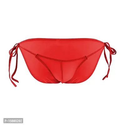 flirty touch Free Size Black Bikini Mens Lingerie - ML-07028 Bikini Bottoms Men G-String Brazilian Thongs Cheeky Bottom Swimwear Swimsuit Solid (Large, Red)-thumb0