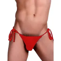 flirty touch Free Size Black Bikini Mens Lingerie - ML-07028 Bikini Bottoms Men G-String Brazilian Thongs Cheeky Bottom Swimwear Swimsuit Solid (Large, Red)-thumb2