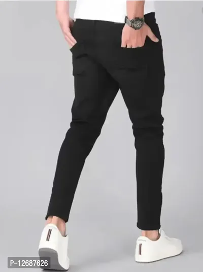Black Denim Mid Rise Jeans For Men-thumb3