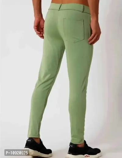 Olive Lyocell Regular Track Pants For Men-thumb2