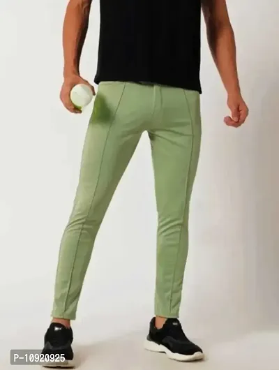 Olive Lyocell Regular Track Pants For Men-thumb3
