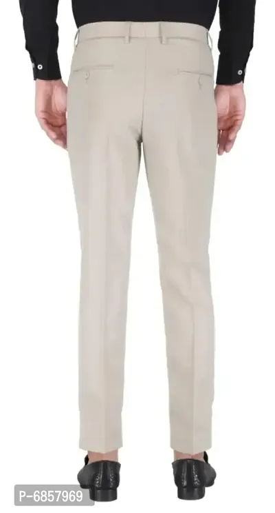 Beige Polyester Mid Rise Formal Trousers for men-thumb3